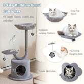42 Inch Cat Tower with Curved Metal Supporting Frame for Large and Small Cats