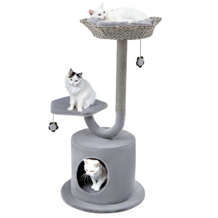 42 Inch Cat Tower with Curved Metal Supporting Frame for Large and Small Cats