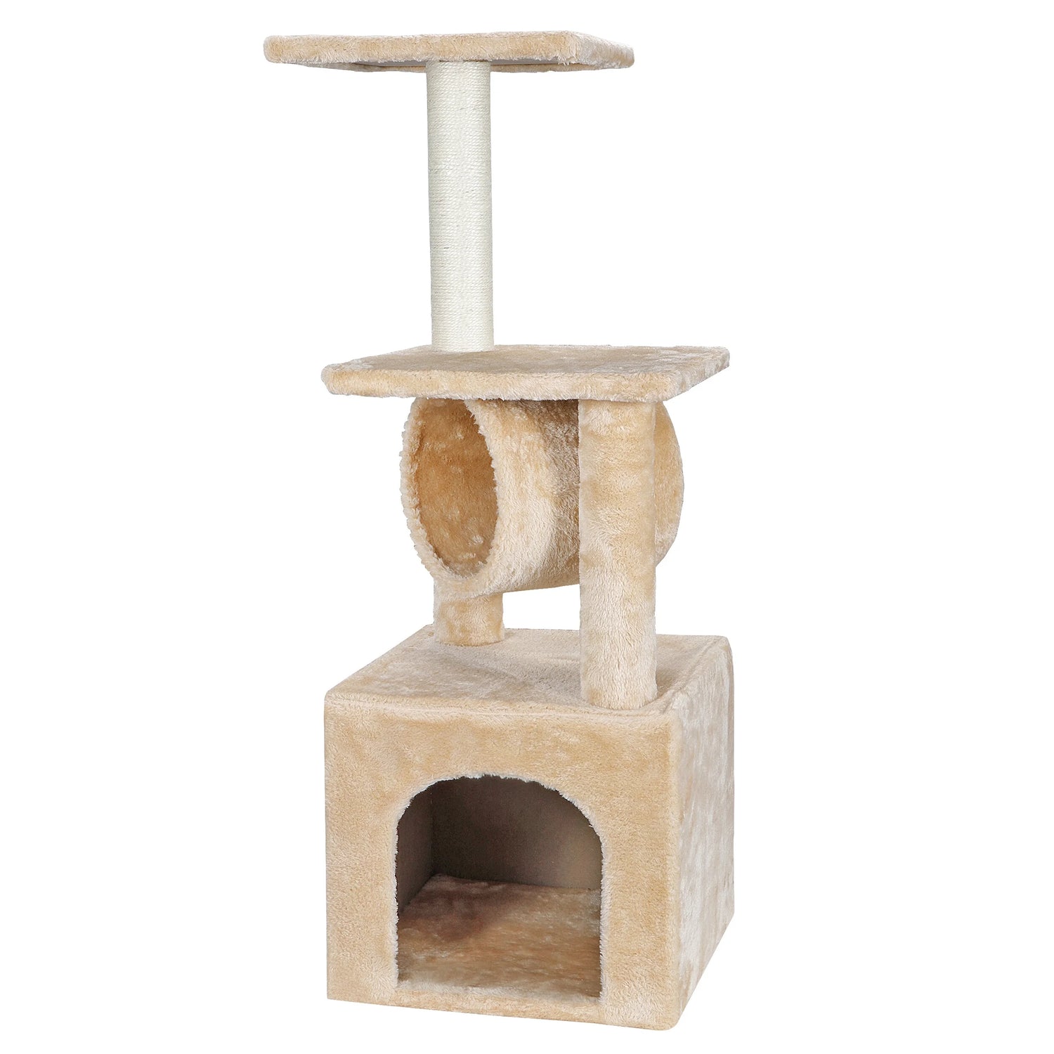 37" Cat Tree Condo Scratching Post Tower Indoor Kittens Trees Beige
