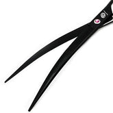 9.0 Inch Twin Tails Downward Curved Blade Pet Grooming Scissors Dog Hair Cutting Shears with Bag for Professional Left Handed or Right Hand Pet Grooomer (Black Downward Curved)