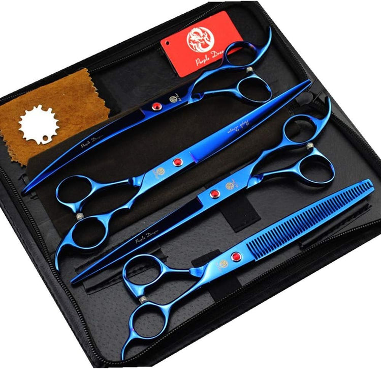 8 Inch Professional Pet Grooming Scissors Sets Dog Grooming Shear 1 Pc STRAIHT & 1 Pcthinning & 2 Pcs Curved Scissors