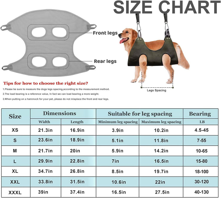 Pet Grooming Hammock,Durable Dog Hammock for Grooming,Dog Grooming Helper Cat/Dog/Pet Grooming Hammock (L(Legs Spacing:7"-16.5" / Max W:80LB))