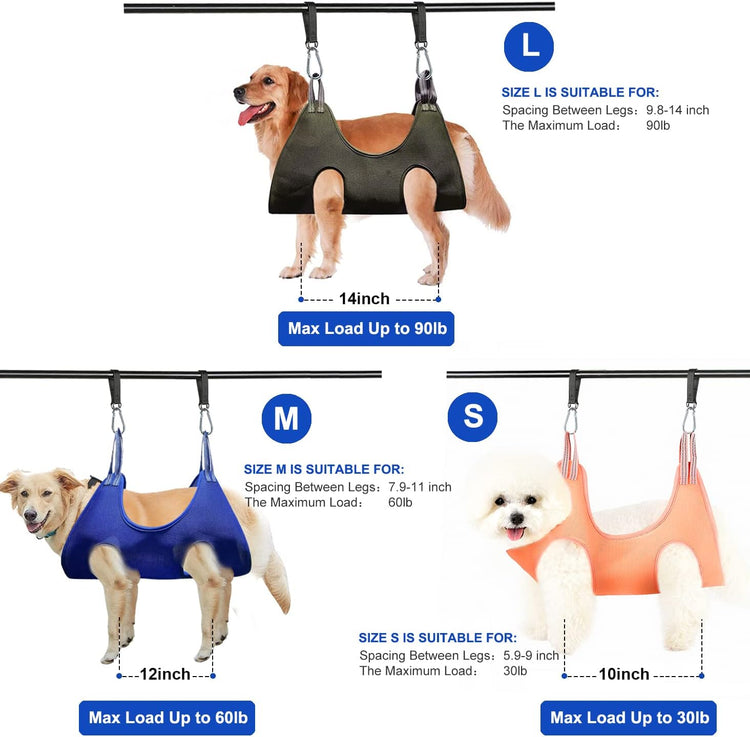 Pet Grooming Hammock, Durable Dog Hammock for Grooming, Dog Grooming Helper Cat/Dog/Pet Grooming Hammock (M(Legs Spacing: 5.9""-14.2"" / Max W: 65LB))
