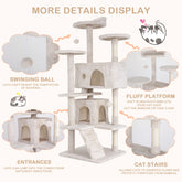 54In  Tower, Multi-Level Cat Tower Furniture Activity Center with Platform Scratching Posts Stand House Condo and Toy, Cat Condos for Indoor Cats Kitten Activity Relaxing, Beige