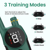 Dog Shock Collar 2 Remotes, Waterproof Rechargeable Electric Dog Training Collar with Remote, 2000Ft 3 Modes Beep Vibration Safe Shock,Green
