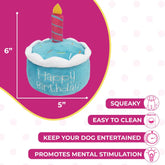 Dog Birthday Toy - Unique Birthday Cake Design for Dog Celebrations, Promotes Mental Stimulation and Interactive Play - Plush Squeaky Gift (Blue Cake)