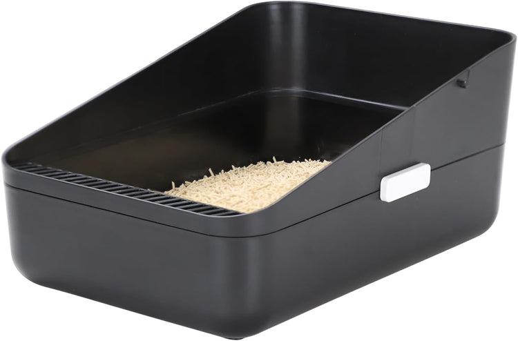 Open Litter Box, High Side Sifting, Secure and Odor Control, Removable, Easy to Clean for Cats up to 8 Pounds (Black Small)