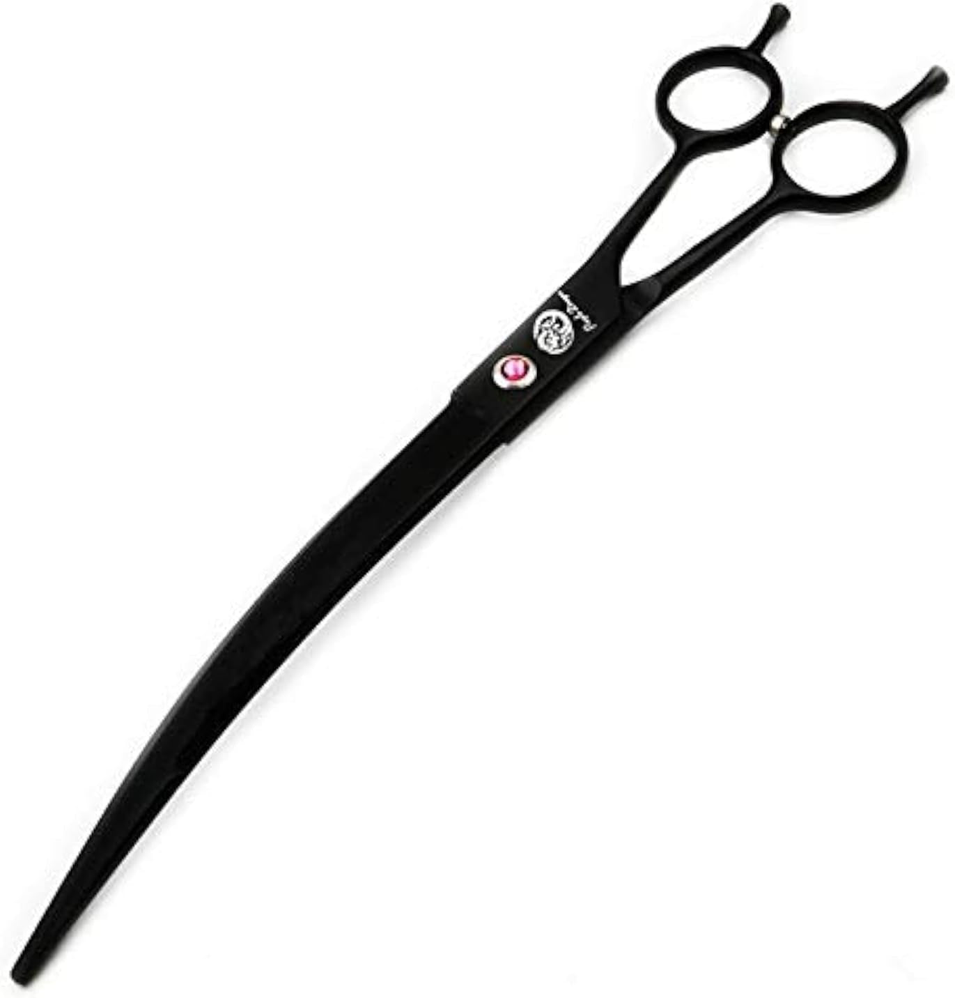 9.0 Inch Twin Tails Downward Curved Blade Pet Grooming Scissors Dog Hair Cutting Shears with Bag for Professional Left Handed or Right Hand Pet Grooomer (Black Downward Curved)