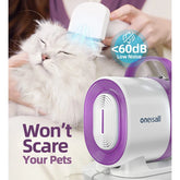 7 in 1 Dog Grooming Kit, Low Noise Pet Grooming Vacuum with 1.5 L Dust Cup, Dog Vacuum for Shedding Grooming, with 7 Professional Grooming Tools for Dogs Cats Pet Hair &Home Cleaning, Purple