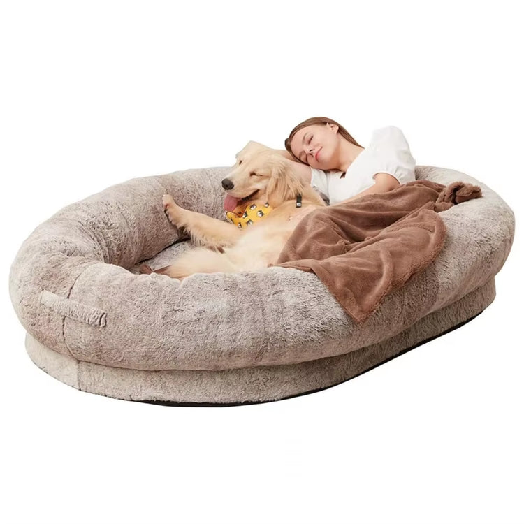 Human Dog Bed Giant Comfy Plush Dog Bed with Pocket Portable Large Bean Human Sized Pets Bed for Humans Nap Extra Size Sofa