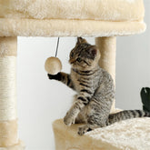 56" Multi-Level Cat Tree Tower House for Indoor Cats, Cat Condo Plush Perch with Scratching Posts, Hammock Basket, Beige