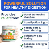 Vet Strength Dog Probiotics Chews - Gas, Diarrhea, Allergy, Constipation, Upset Stomach Relief, with Digestive Enzymes + Pumpkin + Prebiotics - Chewable Fiber Supplement - Improve Digestion, Immunity