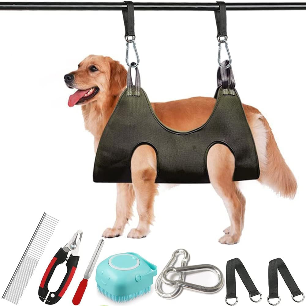 Pet Grooming Hammock,Durable Dog Hammock for Grooming,Dog Grooming Helper Cat/Dog/Pet Grooming Hammock (L(Legs Spacing:7"-16.5" / Max W:80LB))