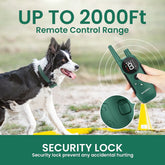 Dog Shock Collar 2 Remotes, Waterproof Rechargeable Electric Dog Training Collar with Remote, 2000Ft 3 Modes Beep Vibration Safe Shock,Green