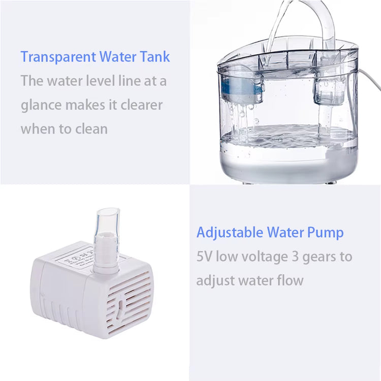 2L Pet Cat and Dog Drinker Activated Carbon Filter USB Powered Automatic Pet Feeder Motion Sensor Bowl Pet Silent Drinking Bowl