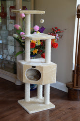 52-In Cat Tree & Condo Scratching Post Tower, Beige