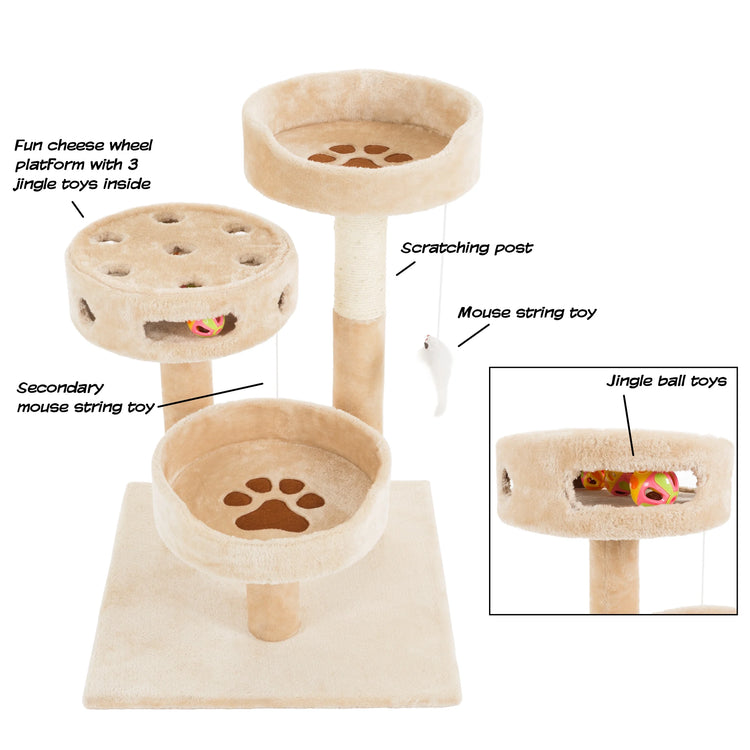 PETMAKER Tall Cat Tree Condo with Perches, Scratch Post, and Wheel Toy