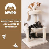 28.7 Inches Cat Tree with Sisal-Covered Scratching Posts,Hammock and Plush Perches,Small Cat Tower for Kittens- Multiple Colors-Beige