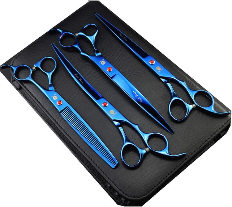 8 Inch Professional Pet Grooming Scissors Sets Dog Grooming Shear 1 Pc STRAIHT & 1 Pcthinning & 2 Pcs Curved Scissors