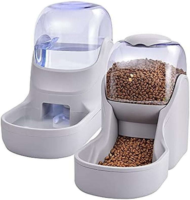 Automatic Gravity Pet Feeder and Water Dispenser Set for Dogs and Cats - Large Capacity for Small to Medium Breeds