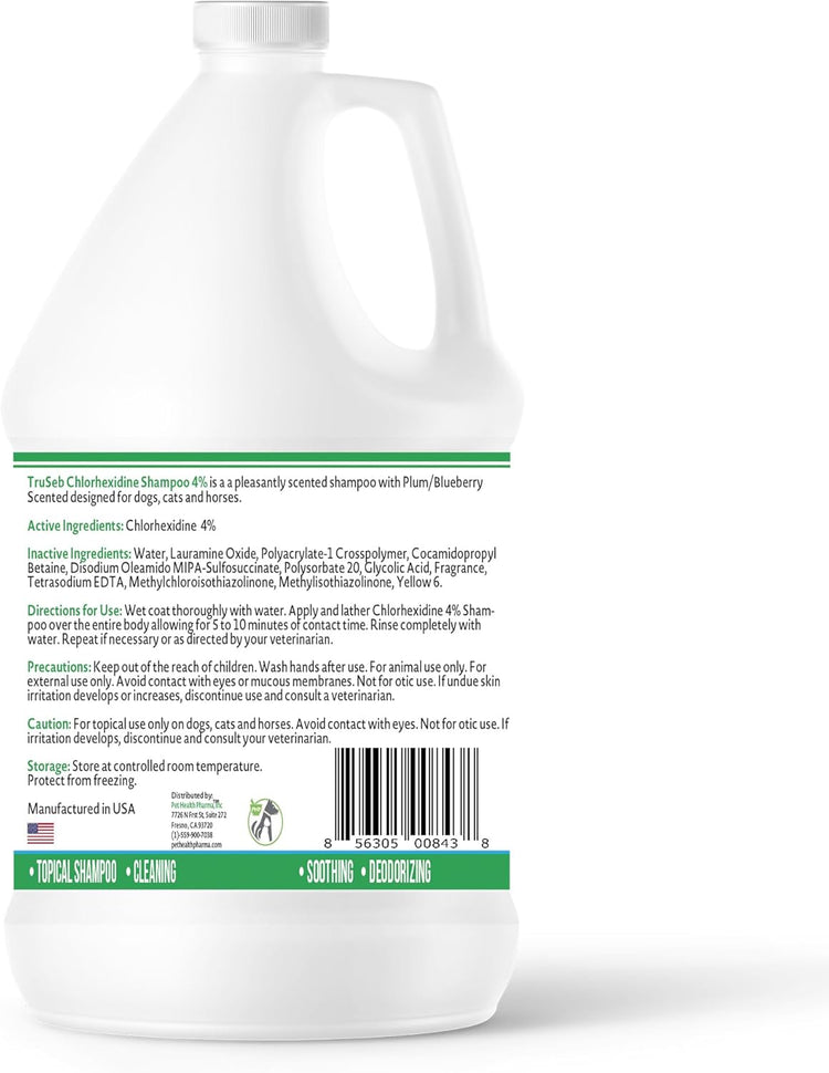 Truseb Topical Chlorhexidine 4% Shampoo for Dogs, Cats, and Horses with Plum/Blueberry Scent - 1 Gallon