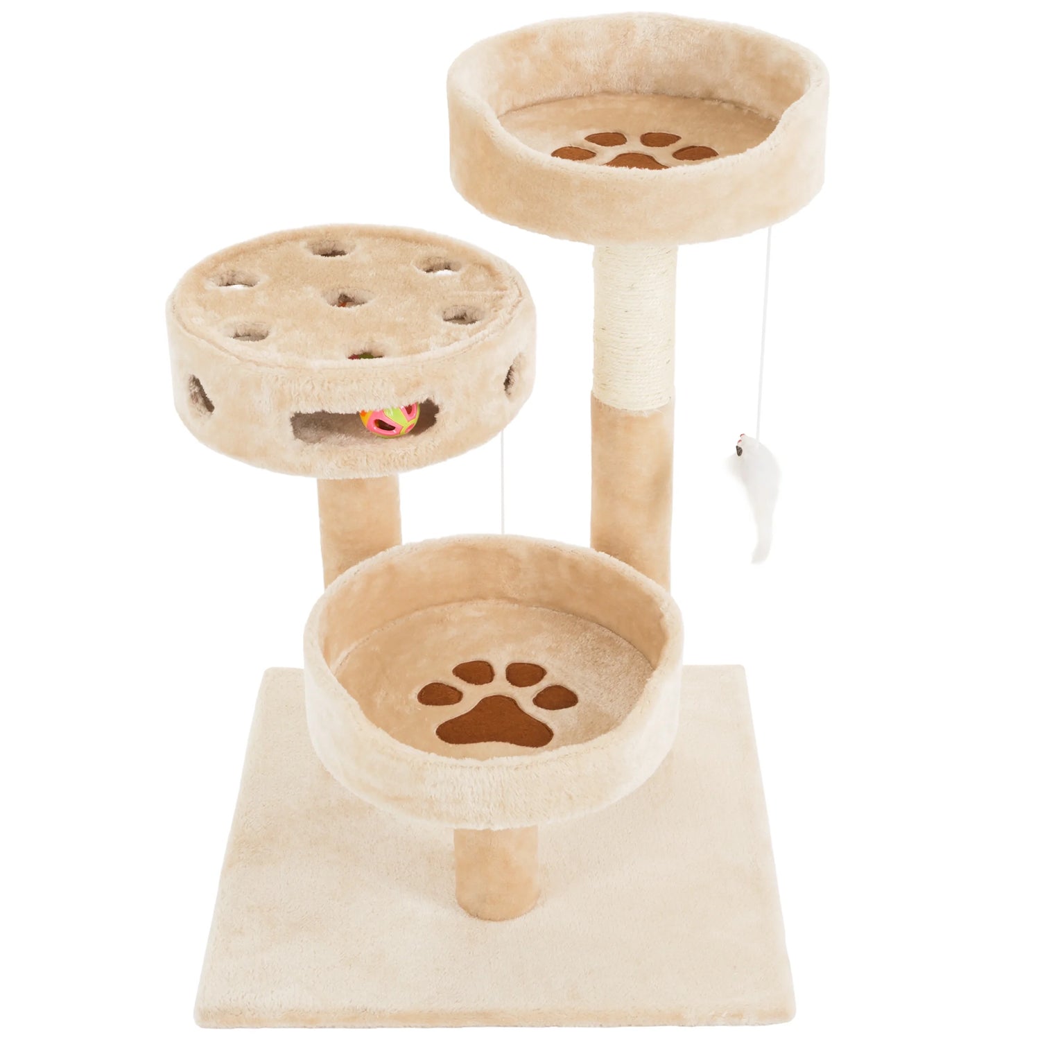 PETMAKER Tall Cat Tree Condo with Perches, Scratch Post, and Wheel Toy