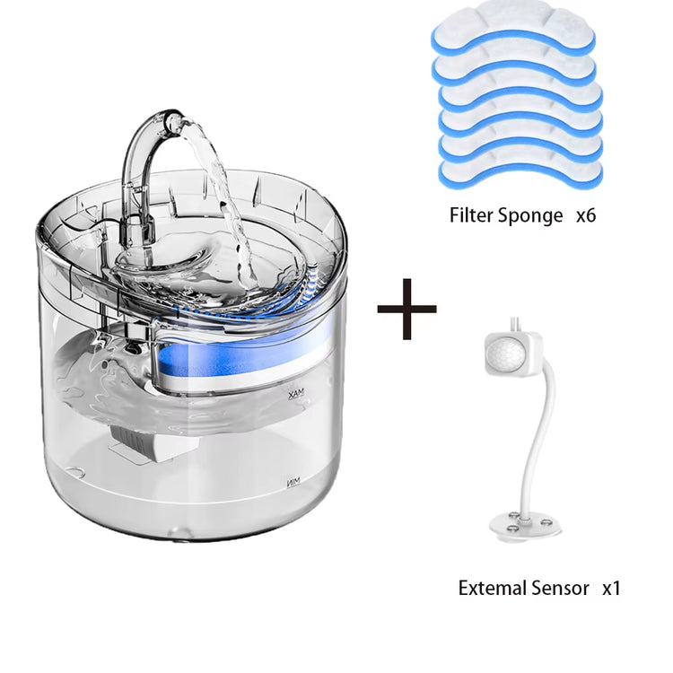 2L Pet Cat and Dog Drinker Activated Carbon Filter USB Powered Automatic Pet Feeder Motion Sensor Bowl Pet Silent Drinking Bowl