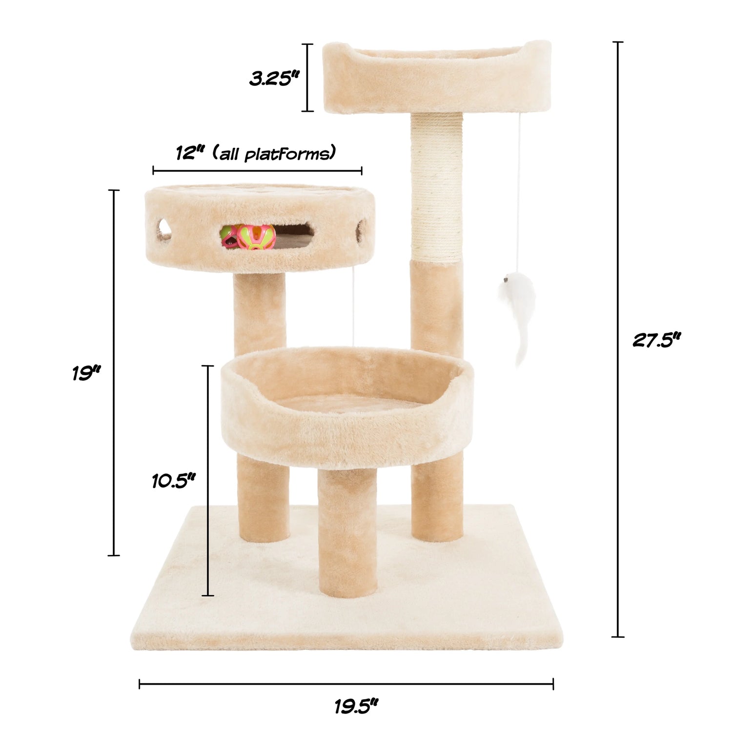 PETMAKER Tall Cat Tree Condo with Perches, Scratch Post, and Wheel Toy