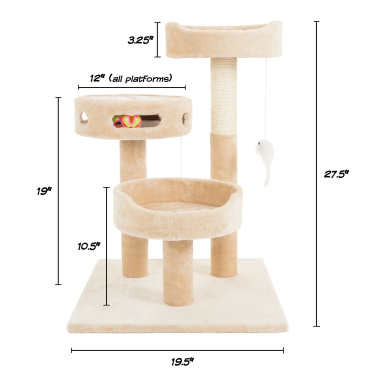 PETMAKER Tall Cat Tree Condo with Perches, Scratch Post, and Wheel Toy