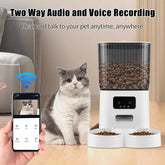 Threes Tree Automatic Cat Feeder with Camera for 2 Pets, Camera 5L Cat Feeder with 2 Stainless Steel Bowls, Remote APP Control
