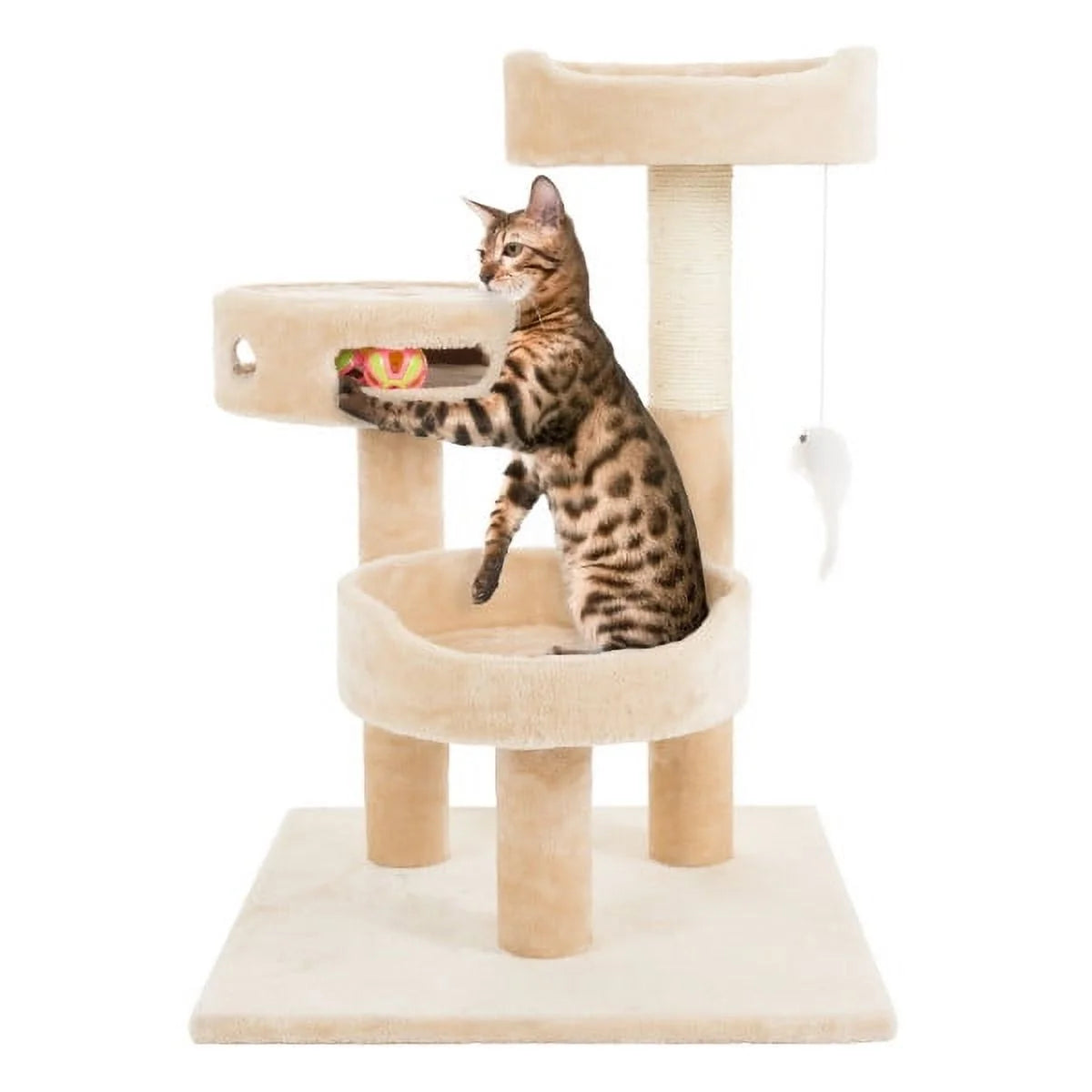 PETMAKER Tall Cat Tree Condo with Perches, Scratch Post, and Wheel Toy
