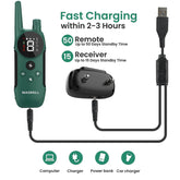 Dog Shock Collar 2 Remotes, Waterproof Rechargeable Electric Dog Training Collar with Remote, 2000Ft 3 Modes Beep Vibration Safe Shock,Green