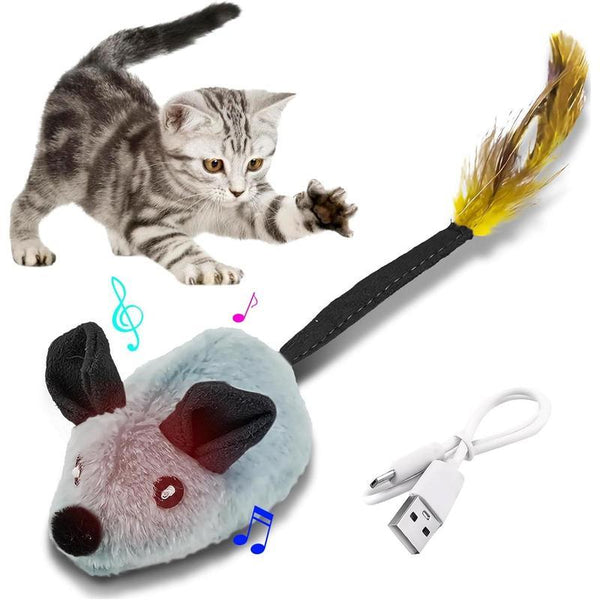 Interactive USB Rechargeable LED Mouse Toy for Cats