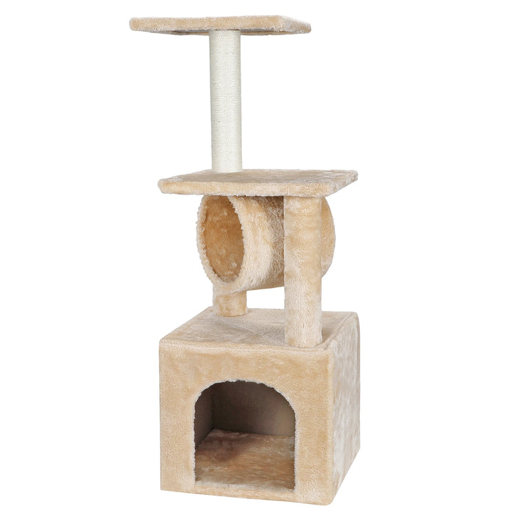 37" Cat Tree Condo Scratching Post Tower Indoor Kittens Trees Beige