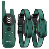 Dog Shock Collar 2 Remotes, Waterproof Rechargeable Electric Dog Training Collar with Remote, 2000Ft 3 Modes Beep Vibration Safe Shock,Green