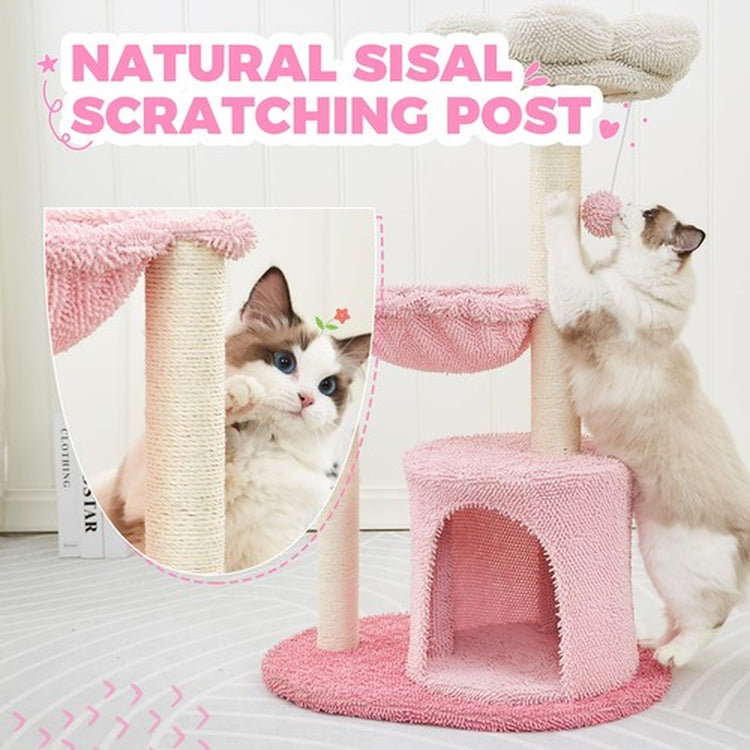 Pink Cat Trees 35"Cute Tower for Indoor Cats Stable Climbing with Natural Sisal