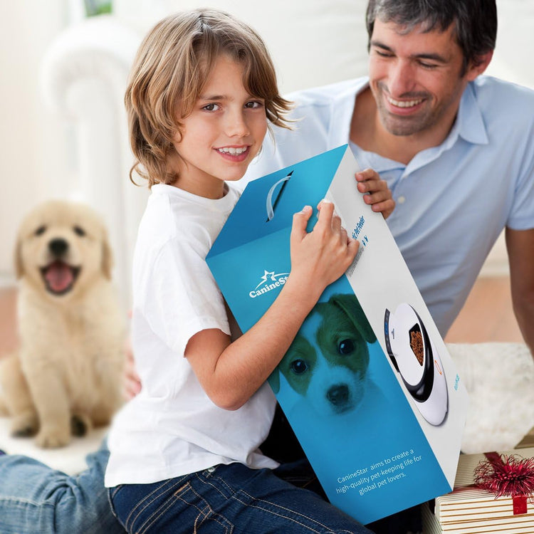 Automatic Pet Feeder for Cats and Dogs, 5-Meal Food Dispenser with Dry and Wet Food Capability by Caninestar (Blue)