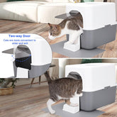 Fully Enclosed Splash-Proof Top Entry Litter Box for Small Cats under 8 IB, Easy to Assemble and Install (Grey, Small)