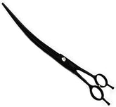 9.0 Inch Twin Tails Downward Curved Blade Pet Grooming Scissors Dog Hair Cutting Shears with Bag for Professional Left Handed or Right Hand Pet Grooomer (Black Downward Curved)