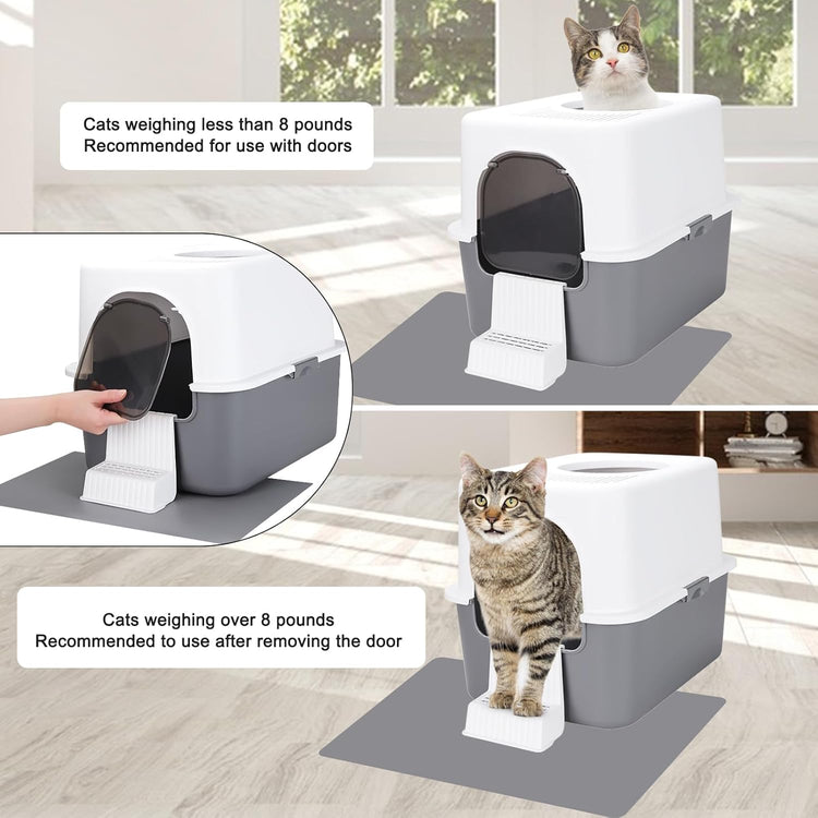 Fully Enclosed Splash-Proof Top Entry Litter Box for Small Cats under 8 IB, Easy to Assemble and Install (Grey, Small)