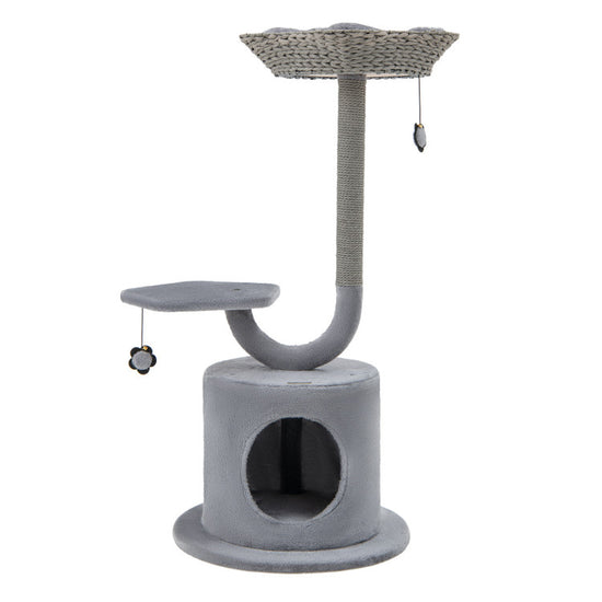 42 Inch Cat Tower with Curved Metal Supporting Frame for Large and Small Cats