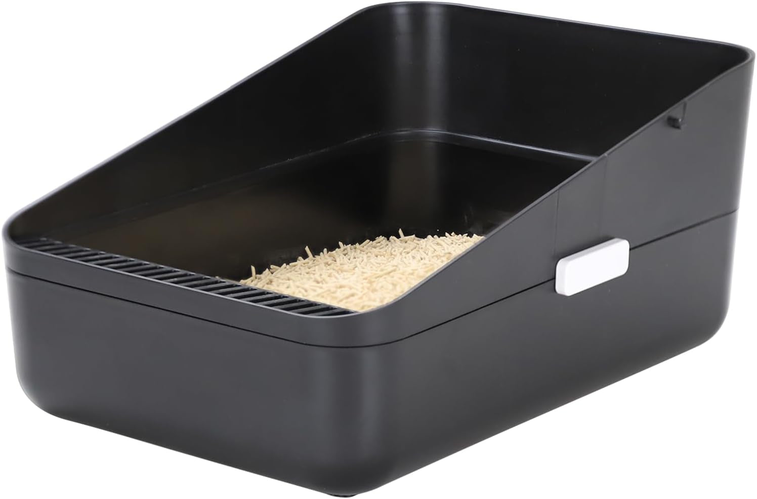 Open Litter Box, High Side Sifting, Secure and Odor Control, Removable, Easy to Clean for Cats up to 8 Pounds (Black Small)