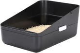 Open Litter Box, High Side Sifting, Secure and Odor Control, Removable, Easy to Clean for Cats up to 8 Pounds (Black Small)
