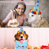 Pet Cat Dog Happy Birthday Bandana Scarfs and Cute Party Hat for Girls Boys,Cat Birthday Gift Decorations Set with Soft Scarf & Adorable Hat