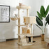 56" Multi-Level Cat Tree Tower House for Indoor Cats, Cat Condo Plush Perch with Scratching Posts, Hammock Basket, Beige