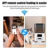 Threes Tree Automatic Cat Feeder with Camera for 2 Pets, Camera 5L Cat Feeder with 2 Stainless Steel Bowls, Remote APP Control