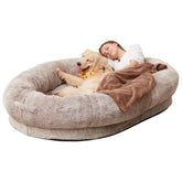 Human Dog Bed Giant Comfy Plush Dog Bed with Pocket Portable Large Bean Human Sized Pets Bed for Humans Nap Extra Size Sofa