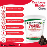 Cranberry D-Mannose for Dogs and Cats Urinary Tract Infection Support Prevents and Eliminates UTI, Bladder Infection Kidney Support 11.4 Oz (Double Strength Soft Chew, 120 Soft Chew)