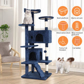 54 Inch Cat Trees and Towers for Indoor Cats, Cat Condo Scratching Post for Adult Cats, Multi-Level Cat Towers for Small Cats, Navy Blue