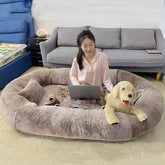 Human Dog Bed Giant Comfy Plush Dog Bed with Pocket Portable Large Bean Human Sized Pets Bed for Humans Nap Extra Size Sofa